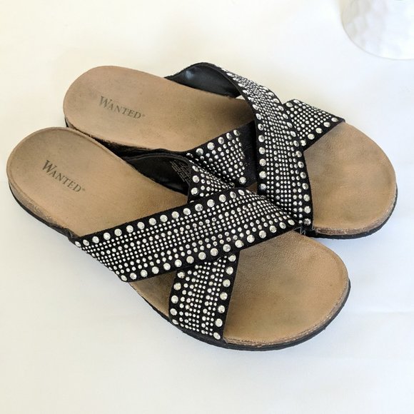 Wanted Shoes - WANTED Slip On Embellished Slide Rhinestone Sandal